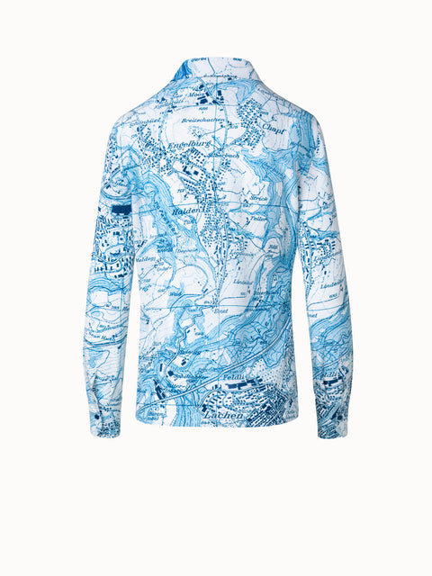 Seidenbluse mit St. Gallen Map Druck